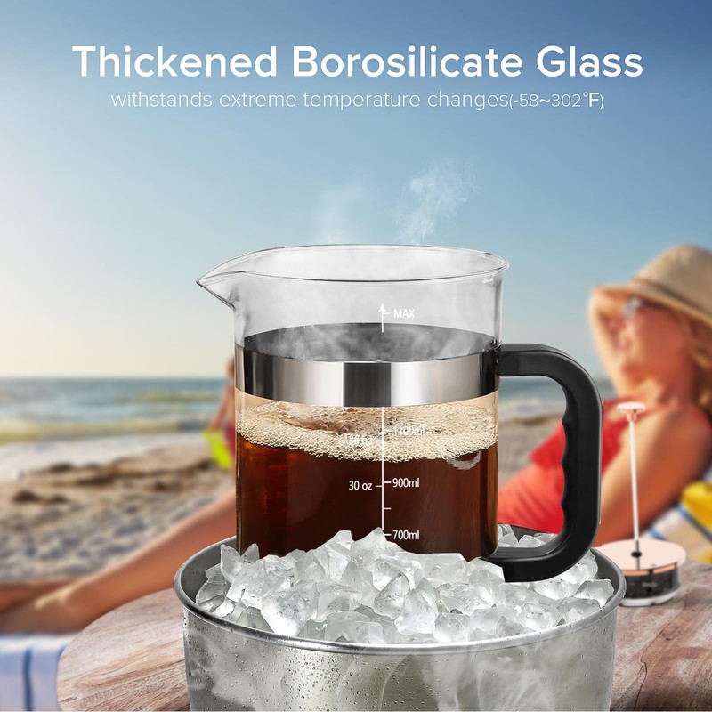 QUQIYSO French Press Coffee Maker 51oz 304 Stainless Steel French