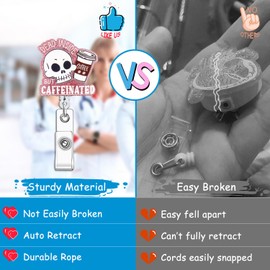 Dead Inside But Caffinaied Badge Reel, Funny Nurse Badge Reels Retractable Cute Badges Holder Nursing Accessories ID Clip for Nursing Student Teacher Healthcare Medical MA CNA RN ER Office Gifts