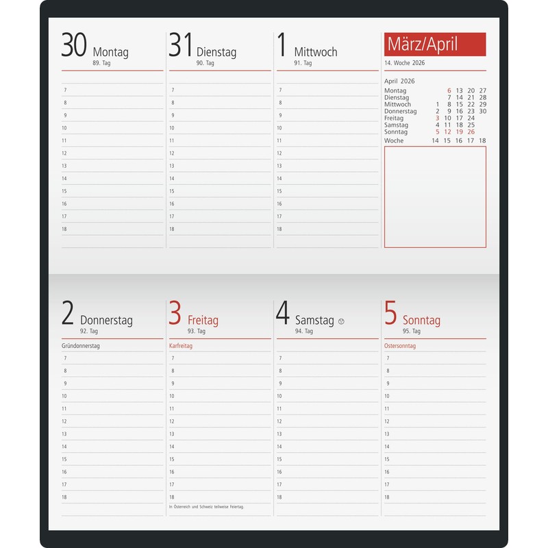 rido/idé Pocket Calendar Mod. TM 17/Contacter 2026 | A6 Landscape,