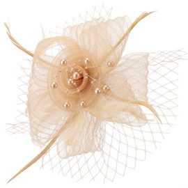 DRESHOW Fascinators Hat Flower Mesh Ribbons Feathers on a Pin and a Clip Tea Party Derby Wedding Headwear for Women Girls