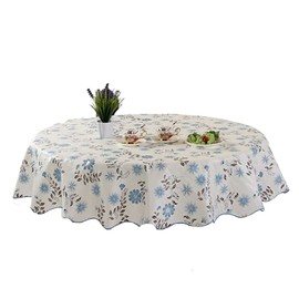 XUNQUCOM 150CM Round Hotel Tablecloth Pure Color Restaurant Tablecloth Polyester Fabric Tablecloth Home Dinner Table Cloth,Washable Table Cover for Bridal Shower Wedding Party (Blue)