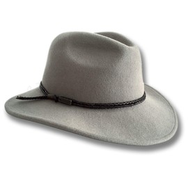 Oztrala Fedora HAT Australian Wool Felt Mens Women Kids Leather Band Cowboy Western HW02 Outback (Sand - S)