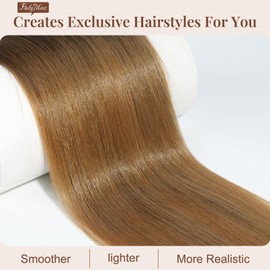 FLUFYMOOZ ponytail extension, 36 Inch Long Straight Drawstring Ponytail Synthetic Hairpieces Fake Pony Tails Natural Soft Clip in Hair Extension ponytail for Women (Chocolate Brown to Light Brown)