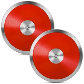 OMYOPY 2 Pcs Sports Training Discus for School Track and Field, 1kg Nylon Discus with Steel Rim and Center, Men Women Discuses for Outdoor Practice Throwing(Red)