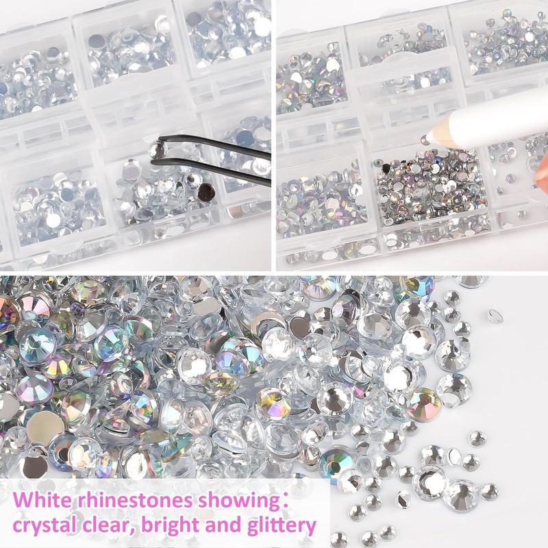 6000 pezzi di strass, strass di cristallo AB, con pinzette