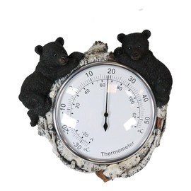 Ebros Gift Western Wildlife Forest Whimsical Black Bear Cubs Climbing On Birch Tree Branch Wall Thermometer Figurine Rustic Hunters Animal Bears Cabin Lodge Mountain Cottage Accent Theme Decor