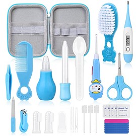 28Pcs Baby Healthcare and Grooming Kit modacraft Baby Safety Set with Hair Brush Lighting Ear Cleaner Nail Clippers Scale Measuring Spoon for Nursery 