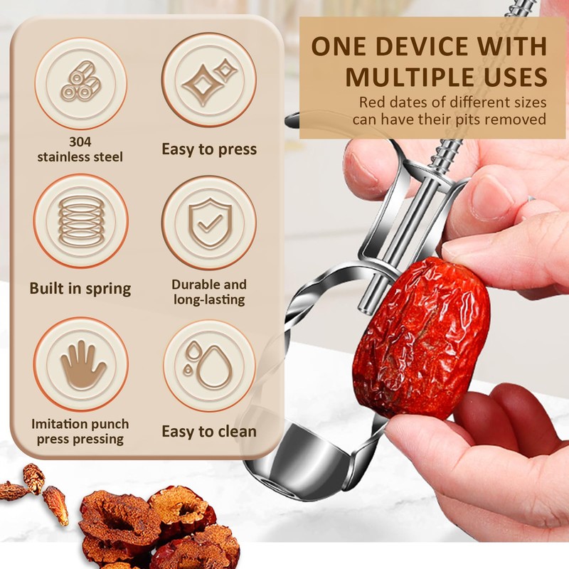 VolksRose Cherry Pitter Tool, Multi Stoner Fruit Remover with Stainless