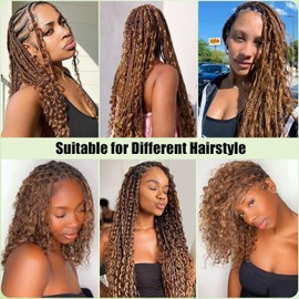 Gsoroel #30 Light Brown Color Deep Wave 50g/Bundles Human Braiding Hair Unprocessed No Weft 2 Bundles/Pack Boho Braids Human Hair Extensions For Women 14 14 Inch
