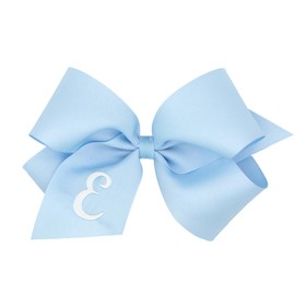 Wee Ones Girls' Initial It Monogram Hair Bows on a WeeStay No Slip Hair Clip, For All Ages and Hair Types, Blue Bow, King Size, Letter E