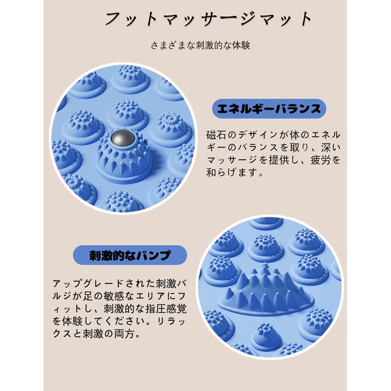 ZEZYXUFM フットマッサージマット足マッサージ パッド 人間工学設計 足裏リラクゼーションマッサージ 足つぼマット 足圧ポイントマッサージマット 足ツボ押し 指圧板 折りたたみ