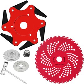 CZS Steel Trimmer Head, 6 Steel 65Mn Razors Trimmer Head & 36 Teeth Brush Cutter Blade, Weed Eater Blades for Brush Cutter, Trimmer, Weed Eater (Adapter Kits Included)
