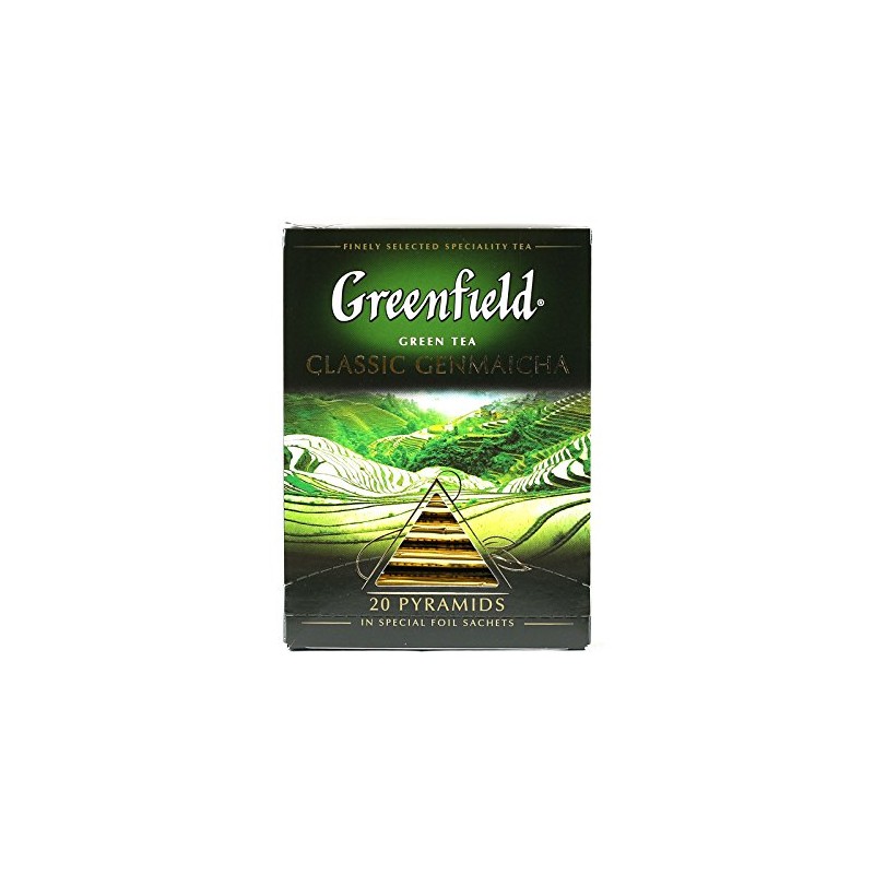 Greenfield Classic Genmaicha Pyramid Collection 20 Pyramids In Special Foil