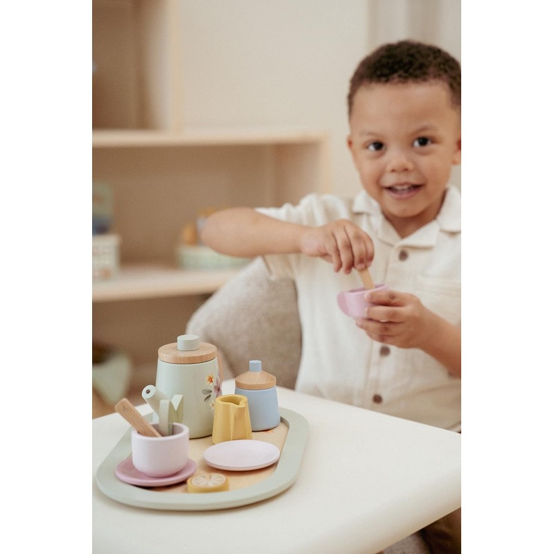 Little Dutch Wooden Tea Set for Children 12 Pieces Mint