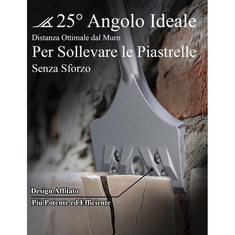 KAFUWELL Scalpello SDS-Plus per Piastrelle, 194×78 mm, Angolato 25°, 42CrMo