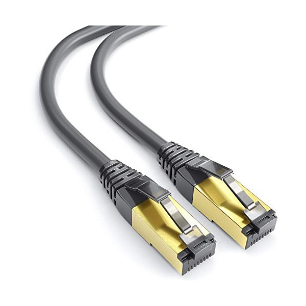 mumbi LAN Cable 3 m CAT 8 Network Cable Shielded F/FTP CAT8 Ethernet Patch Cable RJ45 3 m Black