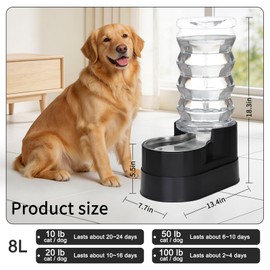 RIZZARI 8L Dog Water Dispenser – Elevated, Stainless Steel, Black