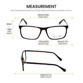 Calabria Viv Collection 891 Square Reading Glasses +5.00 Matte Brown Tortoise Havana Amber Men Women