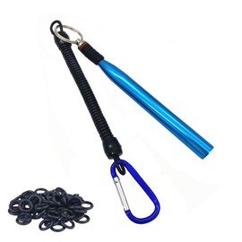 Wacky Rigging Tool, 5.5 Inch Rig Worm Fishing Tool, Wacky Rig Tool, Aluminum Alloy Bass Fishing Worm Set, Fishing Rig Tool with Wrapped Lanyard and 300 Fishing O Rings (Blue)