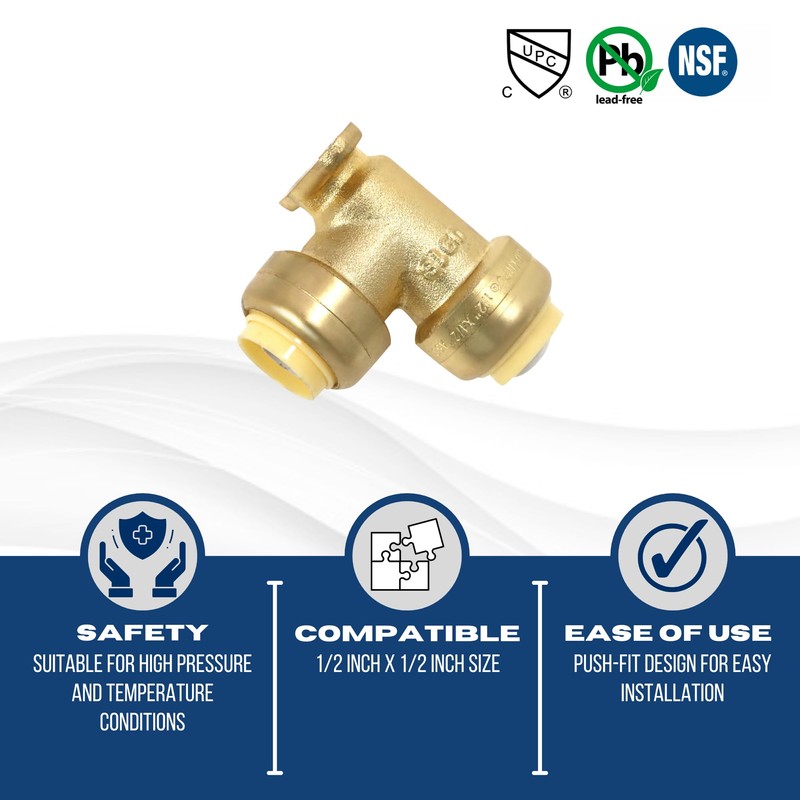 10 Pcs XFITTING 1/2 inch Push Fit Elbow with Drop