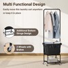ELYKEN Laundry Cart with Hanging Rack, Rolling Laundry Hamper with