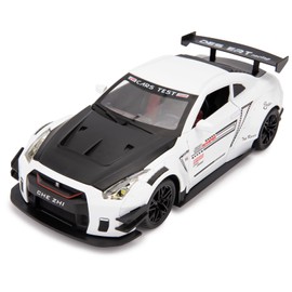 BDTCTK 1/24 Scale Compatible for Nissan GTR Model Car Toy, Zinc Alloy Pull Back Toy car with Sound and Light for Kids Boy Girl Gift (White)