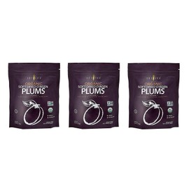 Amphora All Natural Organic Soft Dried Plums gluten free vegan kosher healthy snack prunes dried fruit, 6 Oz Each (Pack of 3)