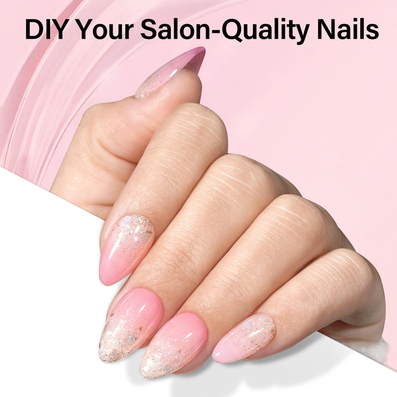 Gel Nail Kit, 240Pcs Short Almond Nail Tips, 15g Glue