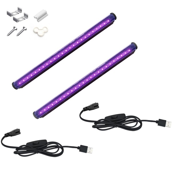 BOSITE 2 Pack 10W Black Light Bar 1ft T5 LED