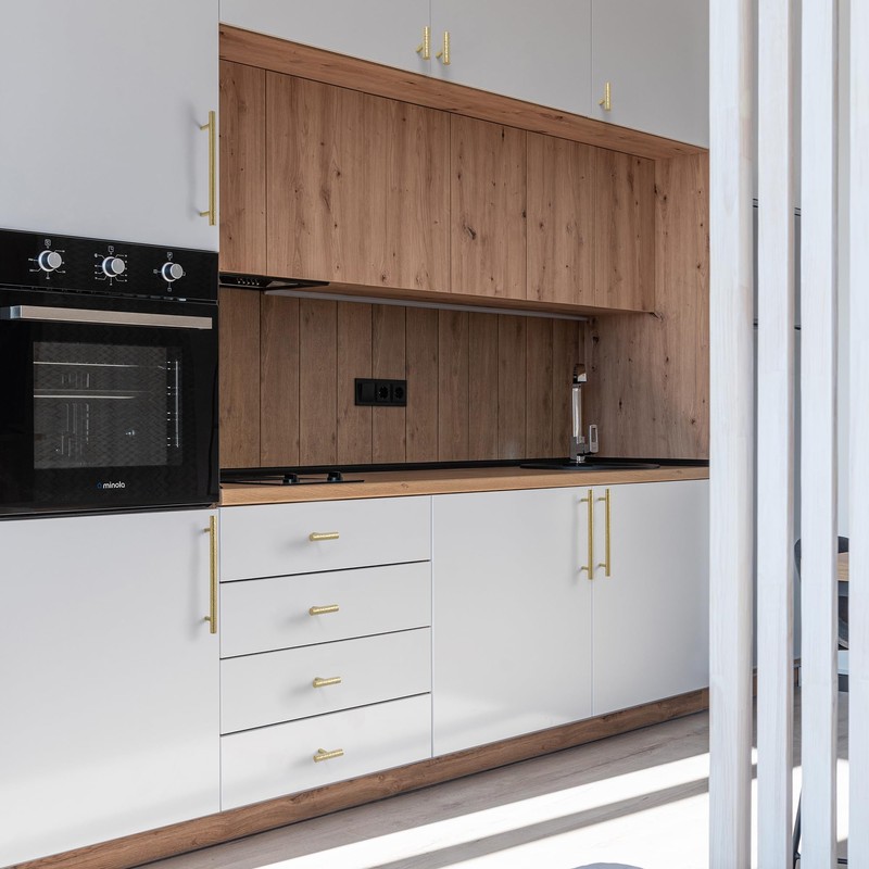 KOPPALIVE 6-Pack Solid Brass Kitchen Cabinet Pulls, Gold Modern T-Bar