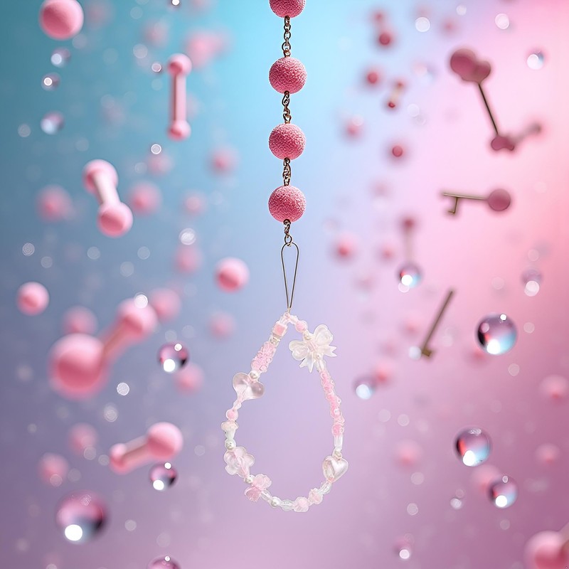 Czhotg Pink Beaded Phone Charm, Phone Lanyard Mobile Pendant Hand