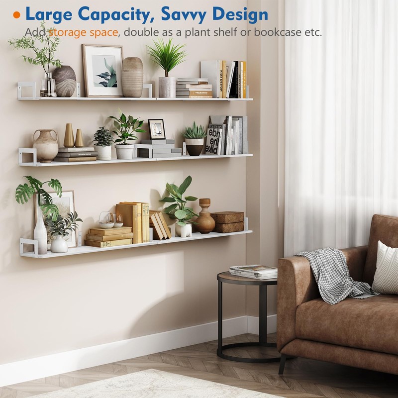 Harwaya White Floating Book Shelves for Wall, 36 Inch Wall