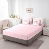 jejeloiu Girls Pretty Ribbon Pink Bow 7 Piece Bedding Set