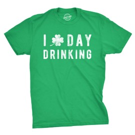 Crazy Dog T-Shirts Men's Funny St Patricks Day Shirt – I Clover Day Drinking Shamrock Tee, Irish Party Beer Drinking Outfit - Green - L