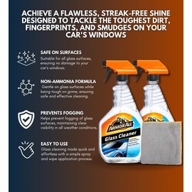 Armor All Glass Cleaner Spray Bundle - Ammonia-Free - Streak-Free Formula - Automotive Glass Cleaner - Removes Dirt, Grime, and Bugs - Car Windshield & Window Cleaner Spray - Car Glass Cleaner - 22 oz