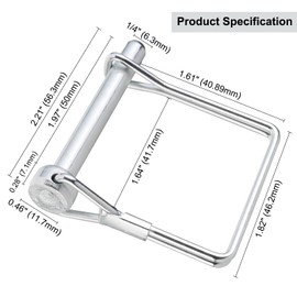 AuInn Coupler Pin, Safety Coupler Pin, Shaft Locking Pin, Trailer Pin, Wire Lock Pin, Square Shape Locking Pins for Trailer (10 PCS 6.3mm x 50mm)