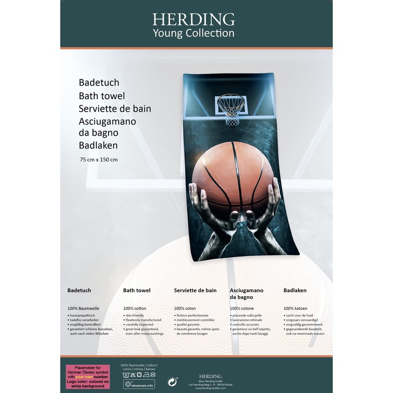 Herding Basketball Velour Towel 75 x 150 cm 100% Cotton/Velour
