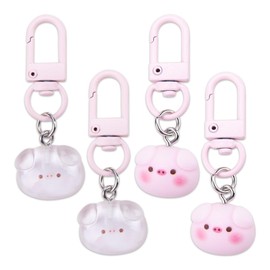 SaiDian 4Pcs Charming Pink Pig Keychain for Women Cute Piggy Pendant Keychain for Bags Backpacks Animal Lovers Fashionable Kawaii Animal Keychain Accessory