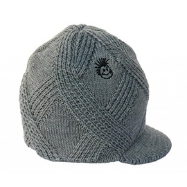 Born to Love Knuckleheads Gray Boy's Baby Visor Beanie Hat with Stripes Detail L