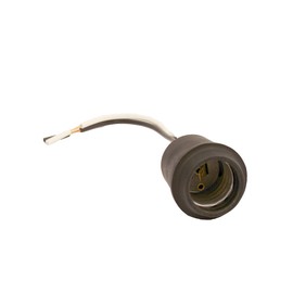 Leviton 124-D Incandescent Lampholder, Medium Base, Single Circuit, 660W-250V, Black Rubber, With Shoulder For Clamp Type Shade