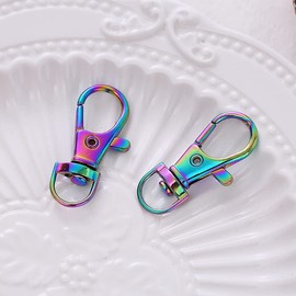 MAHAVIMOKSA 30pcs 35mm/1.4" Lobster Claw Swivel Clasps Lobster Snap Clasp Hook for Key Ring DIY Craft Jewelry Making (Rainbow)