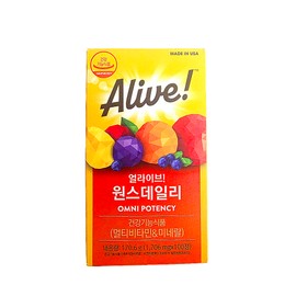 Natural Life Alive Alive Once Daily Comprehensive Multivitamin Mineral 100 tablets (1 box) / 얼라이브 원스데일리 종합 멀티비타민 미네랄 100정 1박스