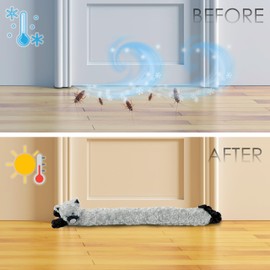 Novelty Draught Draft Excluder, Grey Cat Design Soft Micro Fleece Door Cushion, Decorative Animal Wind Stopper for Door & Window