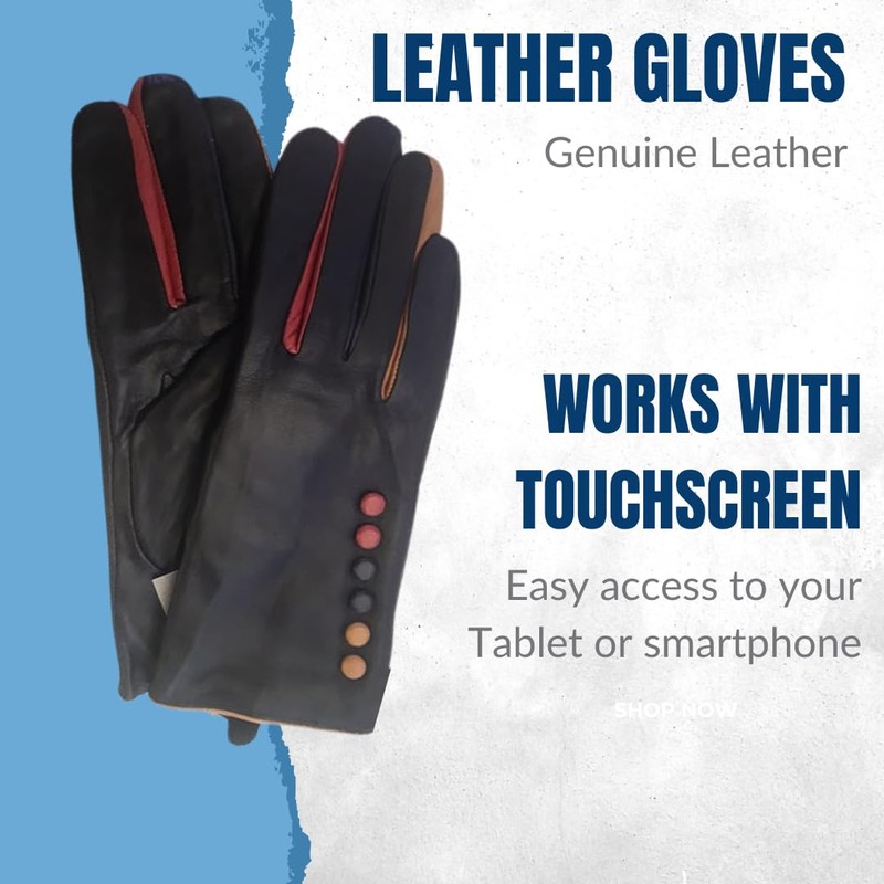 Vera Tucci TIFFANY G01 Leather Multi Colour Button & Fingers