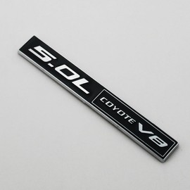 2Pc 5.0L Coyote V8 Engine Emblem Coyote Badge 3D Sticker Door Trunk Nameplate (Chrome Black)