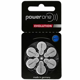 PowerOne Evolution Size 675 Hearing Aid Batteries - 1.45V Zinc Air with Improved Battery Life