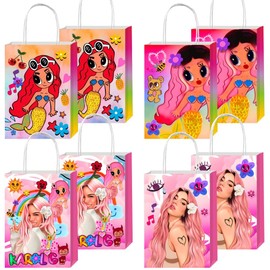 ARHAVI 12pcs Music Girls Gift Bags Goodie Bags with Handles for Girls Birthday Party Supplies Decorations