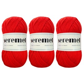 3 Pcs of Crochet Yarn Total 150g (426 Yards) Multi-Color 4-ply Acrylic Yarn Skeins, Seremel Brand Yarns for Crocheting and Knitting(Hot Red)