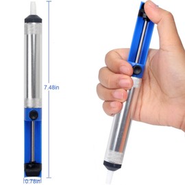 Suytvenxau Solder Sucker Desoldering Pump Solder Remover Tool 180mm Vacuum Soldering Iron Sucker Spring Loaded Desolver Precision Tool For Electronics Repair One Hand Operation