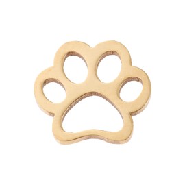 Airssory 10Pcs Titanium Steel Links Connectors Dog Paw Print Golden for DIY Necklace Bracelet Anklet Jewelry Making and Crafting - 11x12mm